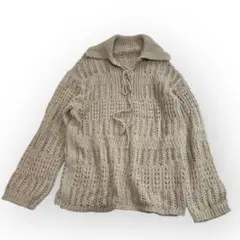 lawgy ラウジー ニット セーター アルパカ混 かぎ針編み風 ベージュ