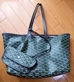 トートバッグ 幾何学模様　グリーン