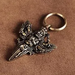 真鍮 キーホルダー（神像 羽根）ヒンドゥー教 神様 ブラス 象 仏像 お守り