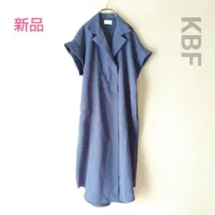 新品 KBF/ケービーエフ 春夏ロングシャツコート ブルー トレンチ風