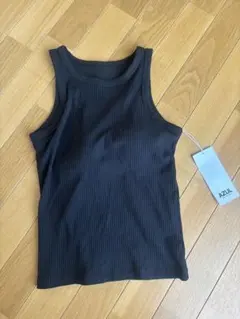 AZUL ブラック リブタンクトップ