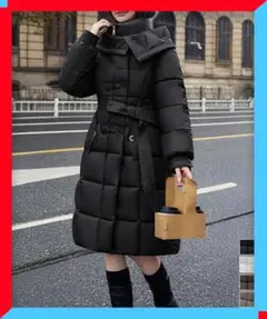 新品 フード付き フェイクダウン コードロング丈 あったかコート 通勤アウター