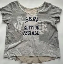 ships パッチワーク半袖Tシャツ グレー カレッジロゴ