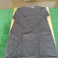 studio CLIP 長袖シャツワンピース ネイビー・ベージュチェック