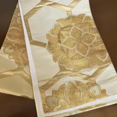 中古 袋帯 六通柄 正絹　金色系刺繍　袋帯 留袖等にもどうぞ