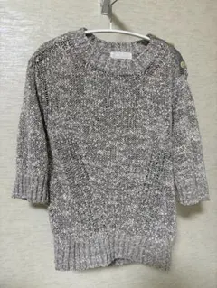iliann loeb 五分袖ニット グレーミックス