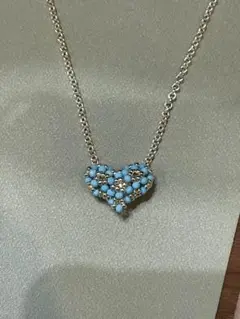 ターコイズ原石ビーズ ハート型ネックレス　新作　ハート❤️特売