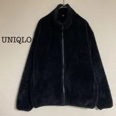 ユニクロ/UNIQLO〈L〉ファーリーフリース ジャケット　ブラック/黒　無地