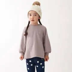 新品タグ付 プティマイン オーガニックコットン 裏毛 Aライントレーナー