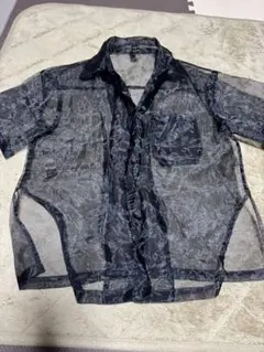 レディースシースルーブラック半袖シャツ