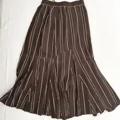 AMERICAN HOLIC ストライプ ロングフレアスカート ブラウン