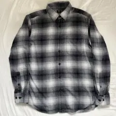 UNIQLO 長袖ネルシャツ M ブラック/ホワイト グランジ　チェック柄