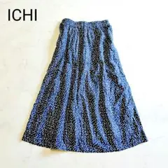 美品 ICHI イチ ロングスカート コットン ドット柄 総柄 総ゴム Ｆ