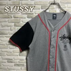 387【人気即完売品】ステューシー♧ワールドツアーロゴ　半袖ベースボールシャツのサムネイル