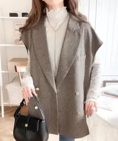 タグ付き クラシカルエルフ 大人のテーラードジレ ベスト グレージュ S 大きめ