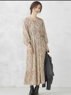 nano universe ナノユニバース 花柄ティアードワンピース 2way