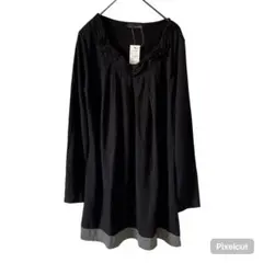 J2263 新品 ラヴェニュー 長袖チュニック M チャコールグレー 衿タック