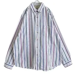 海外古着 ストライプ 長袖 ボタンダウン BDシャツ トップス マルチカラー
