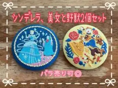 ディズニー刺繍缶バッジ2 【シンデレラ・美女と野獣】