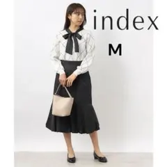 【美品】index ボウタイバイカラーニット【M】白 春