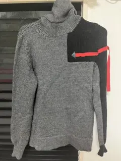 PRADA プラダ ニット セーター 42 グレー ブラック 赤ライン