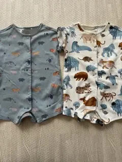 動物柄　半袖ロンパース