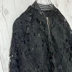 美品 フラワー レース ブルゾン 長袖 フリーサイズ