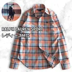 ラルフローレン マドラスチェック BD オックスフォード 長袖シャツ オレンジ