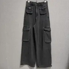 H＆M ブラック ワイドレッグ カーゴパンツ