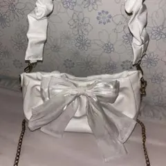 [値下げ可能] 白 ショルダーバッグ 韓国 バレエコア リボン