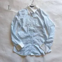 BUONA GIORNATA ストライプ 長袖シャツ 【L】　ライトブルー