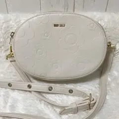 MARY QUANT マリークワント ショルダーバッグ 花柄 型押し ホワイト系