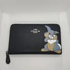 新品　コーチ×ディズニー　タンパー　レザー　ミディアム　財布　とんすけ　ブラックのサムネイル