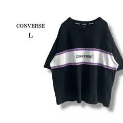 美品【Converse】匡威 男士Logo T恤 条纹 棉质 黑色 L