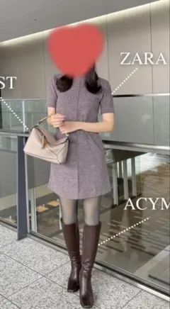ZARA ハイネックワンピース ホワイト　S