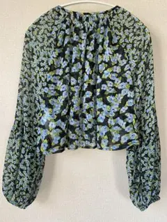 ZARA 花柄 バルーンスリーブ シャツ