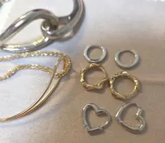 ピアス　ハート　フープ　ブレスレット　ゴールド　シルバー