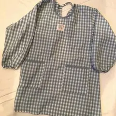 薄グリーン系チェックスモックエプロン