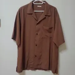 GU ブラウン オープンカラー 半袖シャツ　L