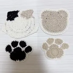 動物コースター　4枚セット　くま　猫　肉球