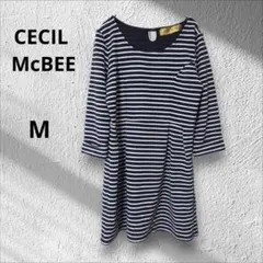 ​セシルマクビー　ボーダーワンピース　チュニック　7分袖　M