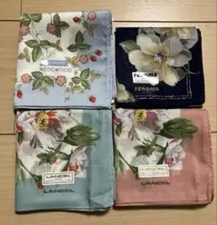 新品未使用　LANCEL、WEDGWOOD、renoma ハンカチ4枚セット