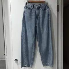 無印ライトブルー ワイドレッグデニムパンツ