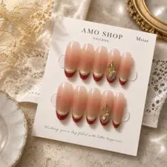 【現品限定】赤フレンチ♡ ワンホン ちゅるんマグネット ネイルチップ