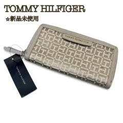 【新品】トミーヒルフィ ラウンドジップウォレット長財布 ゴールドベージュ
