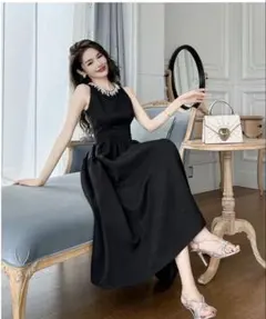 【未使用美品】SPICAGLOWエレガント ブラック パーティードレス　黒　XL