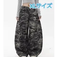 デニムパンツ 迷彩バギーデニム ミリタリー カーブパンツ カモフラワイドデニム