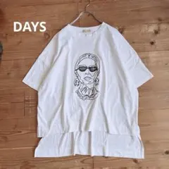DAYS デイズ レディ線画イラスト オーバーサイズTシャツ ホワイト Mのサムネイル