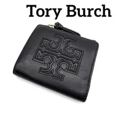 Tory Burch トリーバーチ レザー 二つ折り財布 ブラック 黒のサムネイル