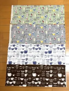 ティカップ柄デザイン生地　4種類セット　まとめ売り(約20cm×55cm)